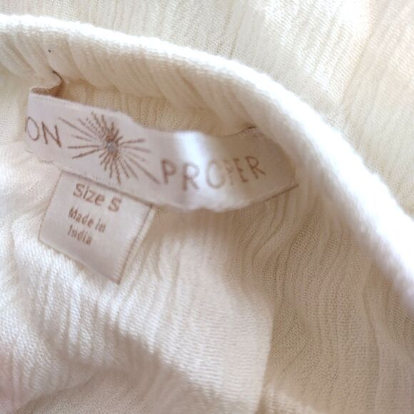 Boston Proper Spanish Boho Off Shoulder Top Off White Crepe S Flowy Artsy Cowrie - Picture 5 of 7